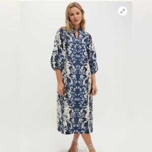 Tuckernuck Navy and Cream Floral Long Sleeve Dress